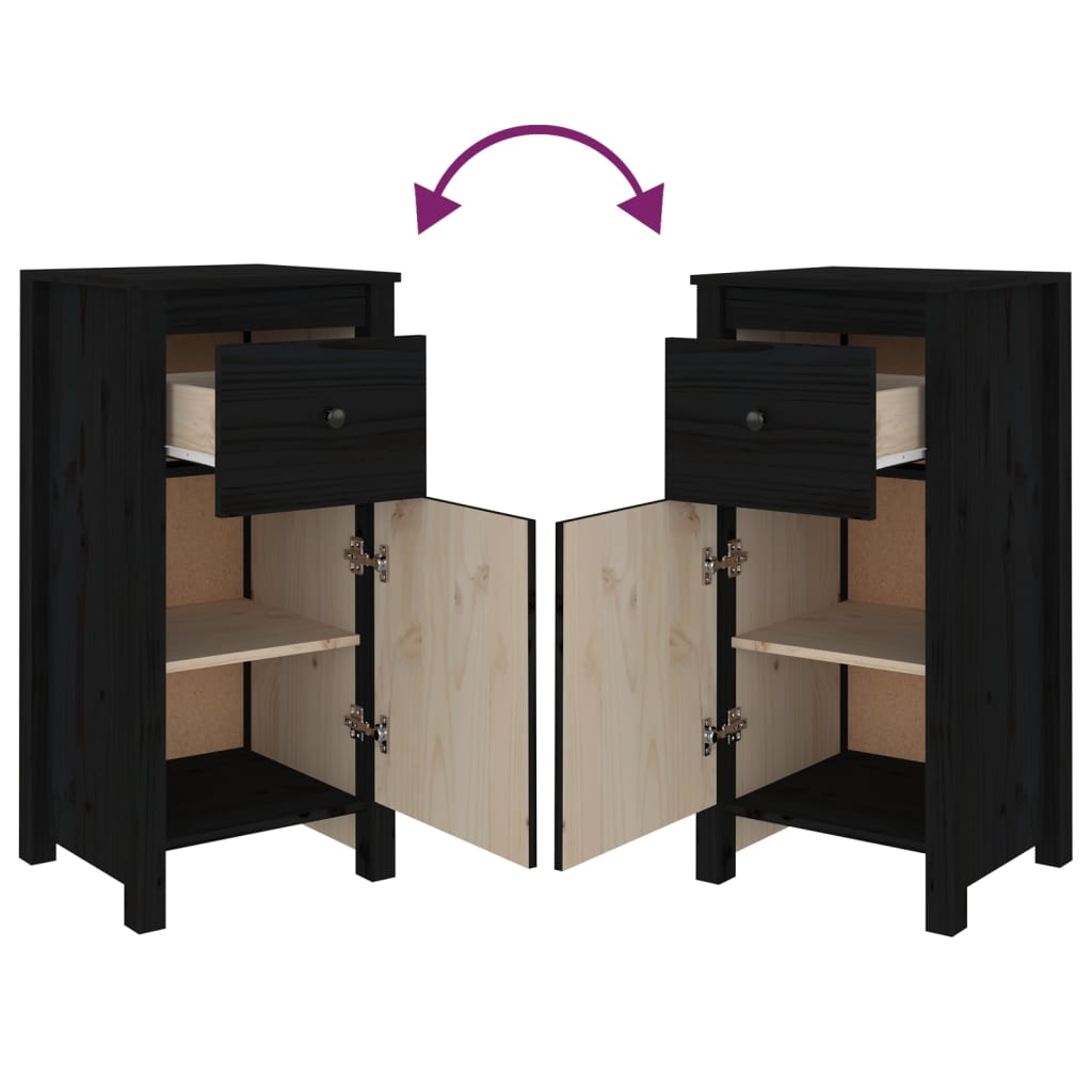 Dressoirs 2 st 40x35x80 cm massief grenenhout zwart is nu te koop bij PeponiXL, paradijselijk wonen!