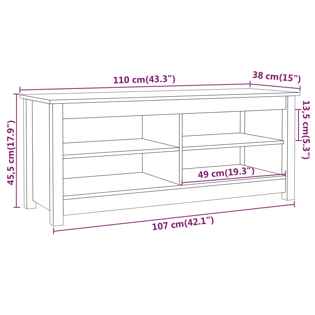 Schoenenbank 110x38x45,5 cm massief grenenhout is nu te koop bij PeponiXL, paradijselijk wonen!