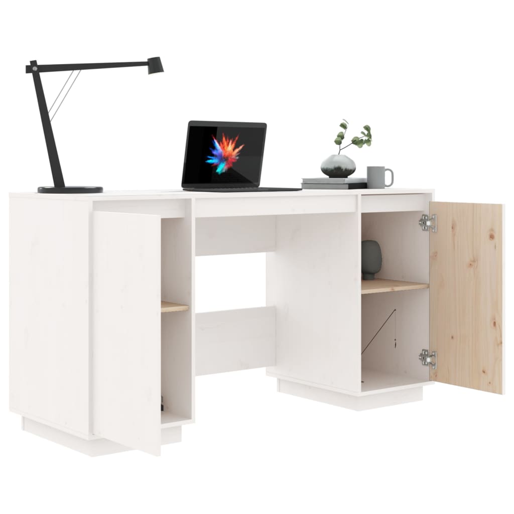 Bureau 140x50x75 cm massief grenenhout wit is nu te koop bij PeponiXL, paradijselijk wonen!