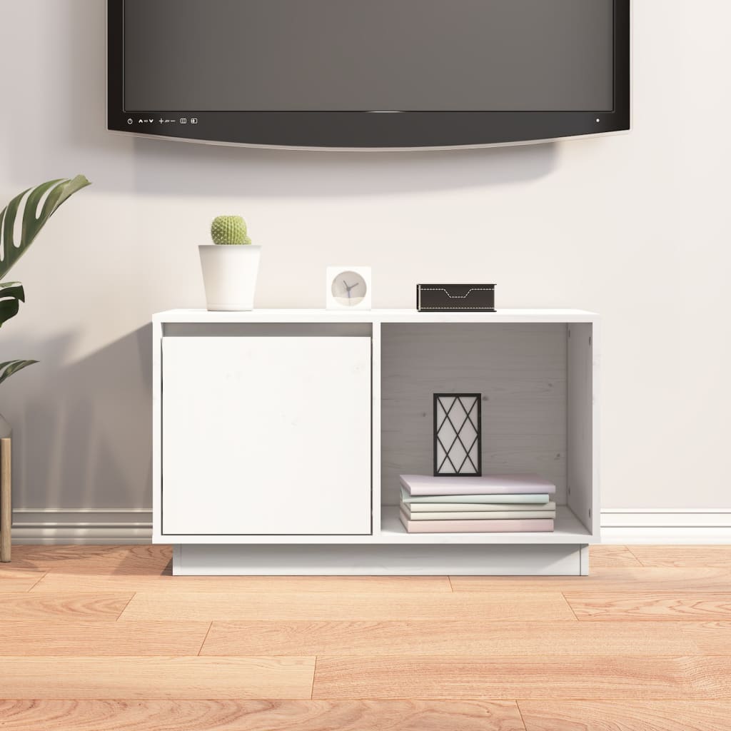 Tv-meubel 74x35x44 cm massief grenenhout wit is nu te koop bij PeponiXL, paradijselijk wonen!