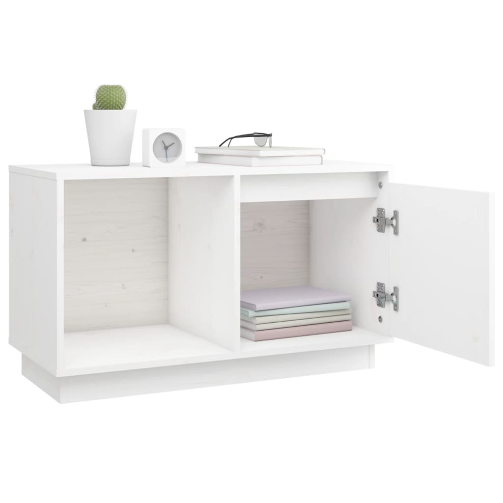 Tv-meubel 74x35x44 cm massief grenenhout wit is nu te koop bij PeponiXL, paradijselijk wonen!