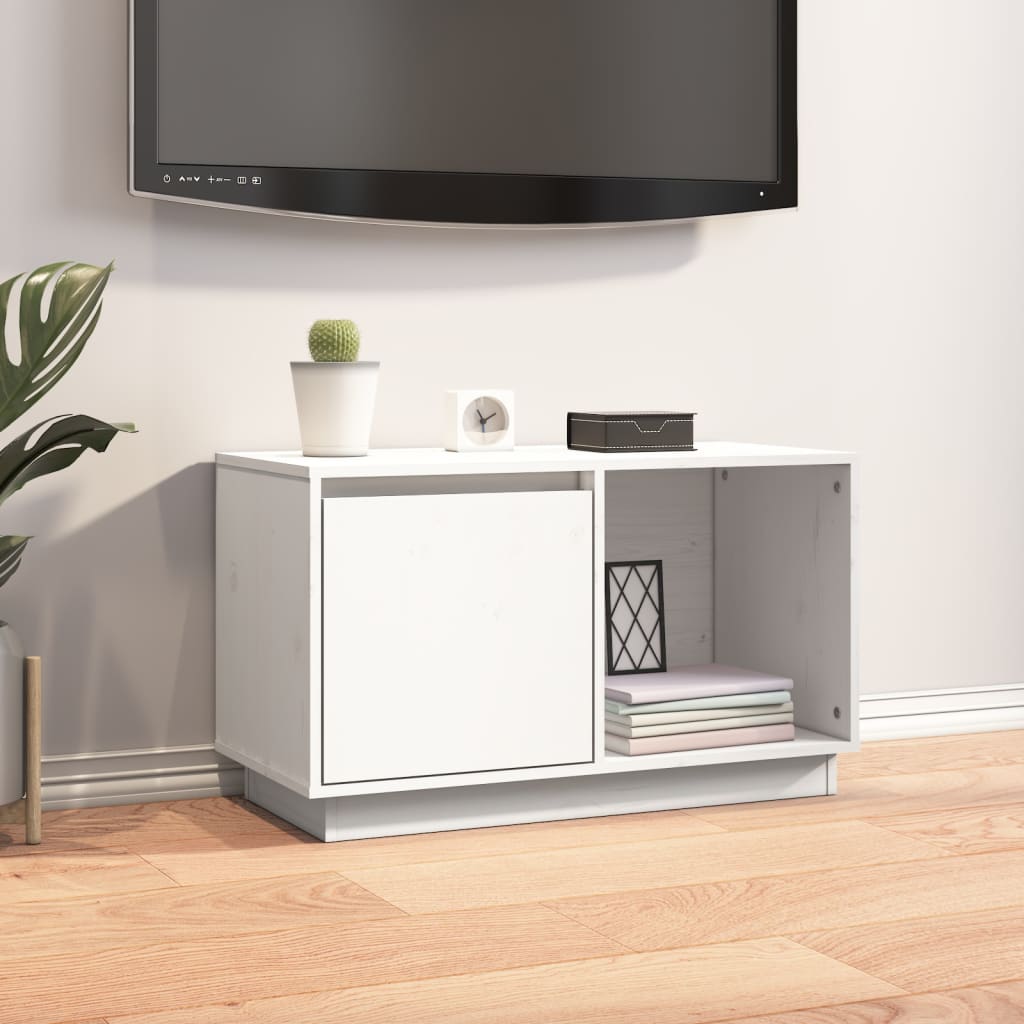 Tv-meubel 74x35x44 cm massief grenenhout wit is nu te koop bij PeponiXL, paradijselijk wonen!
