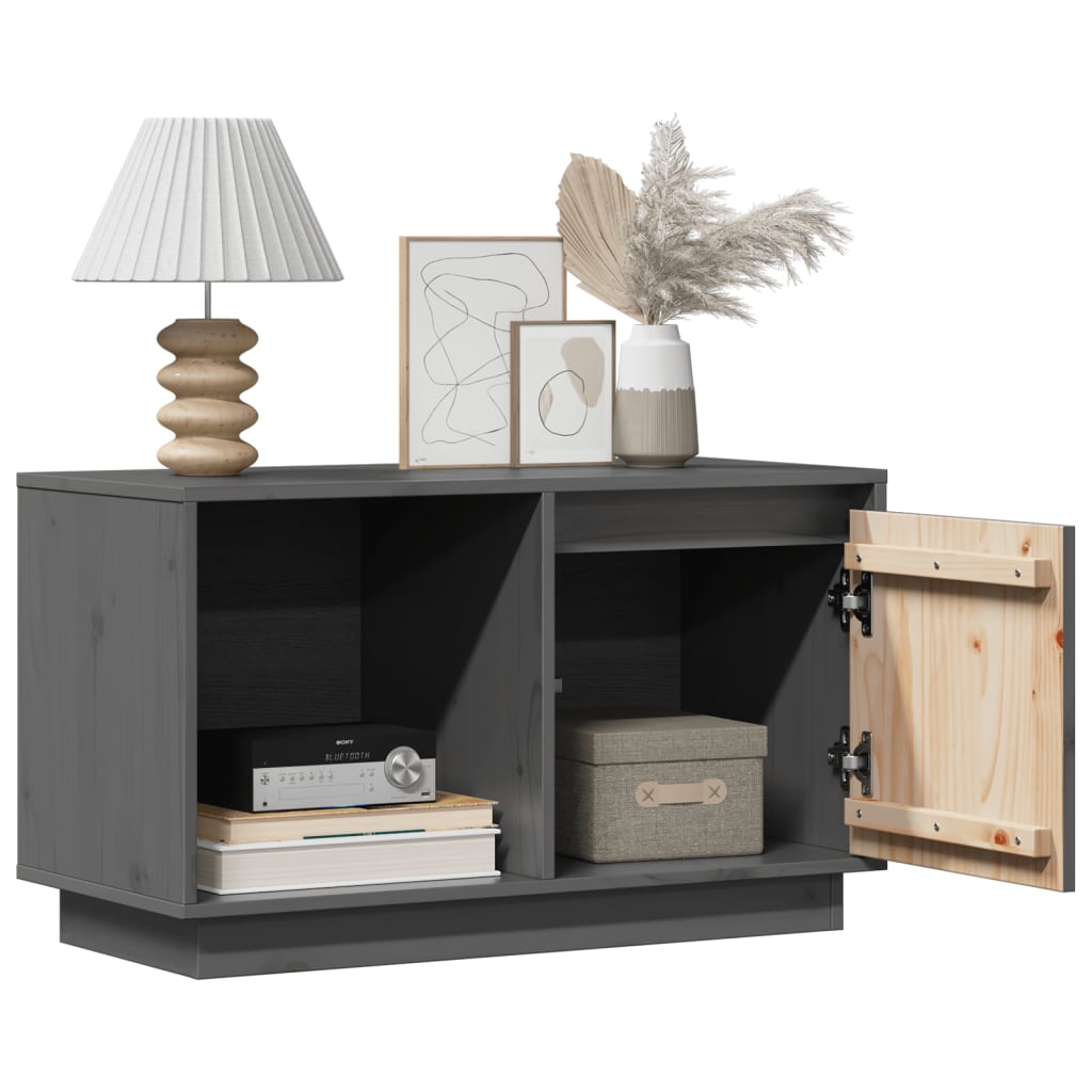Tv-meubel 74x35x44 cm massief grenenhout grijs is nu te koop bij PeponiXL, paradijselijk wonen!