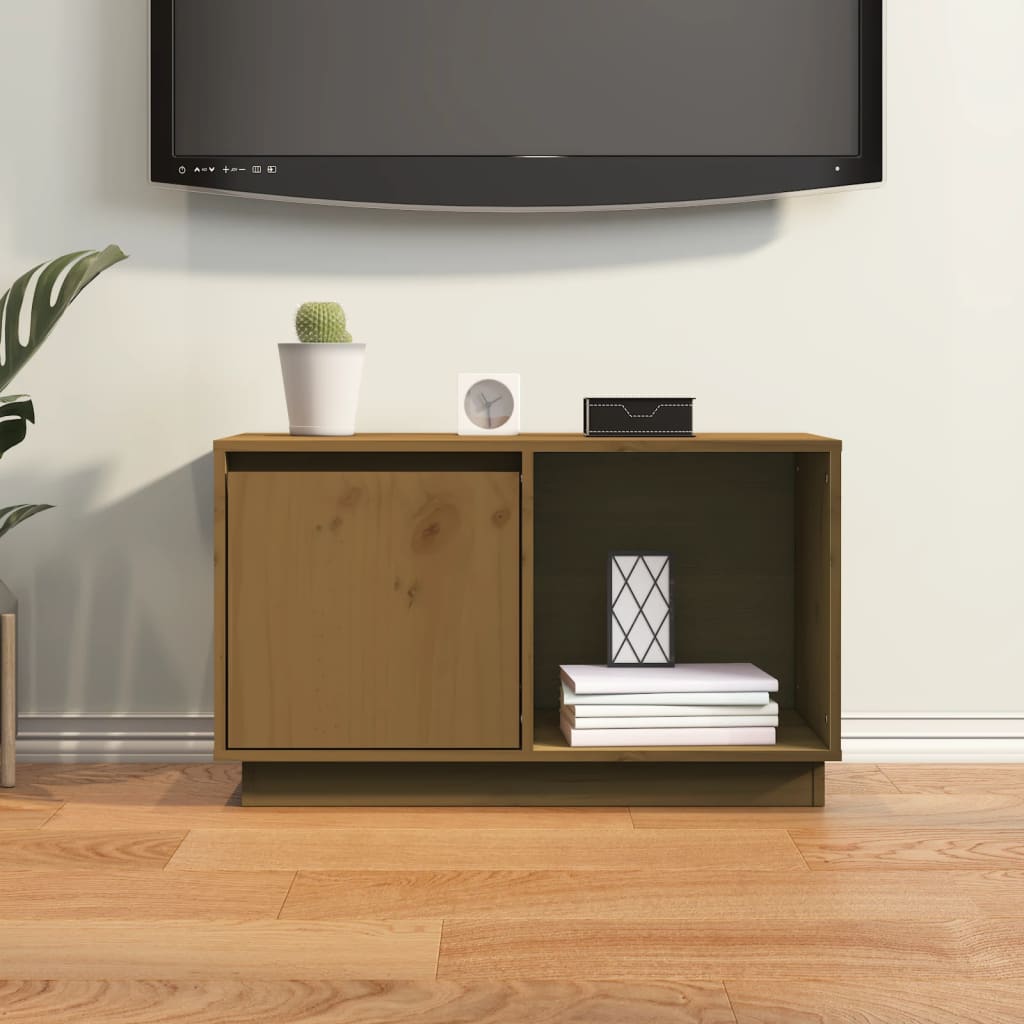 Tv-meubel 74x35x44 cm massief grenenhout honingbruin is nu te koop bij PeponiXL, paradijselijk wonen!