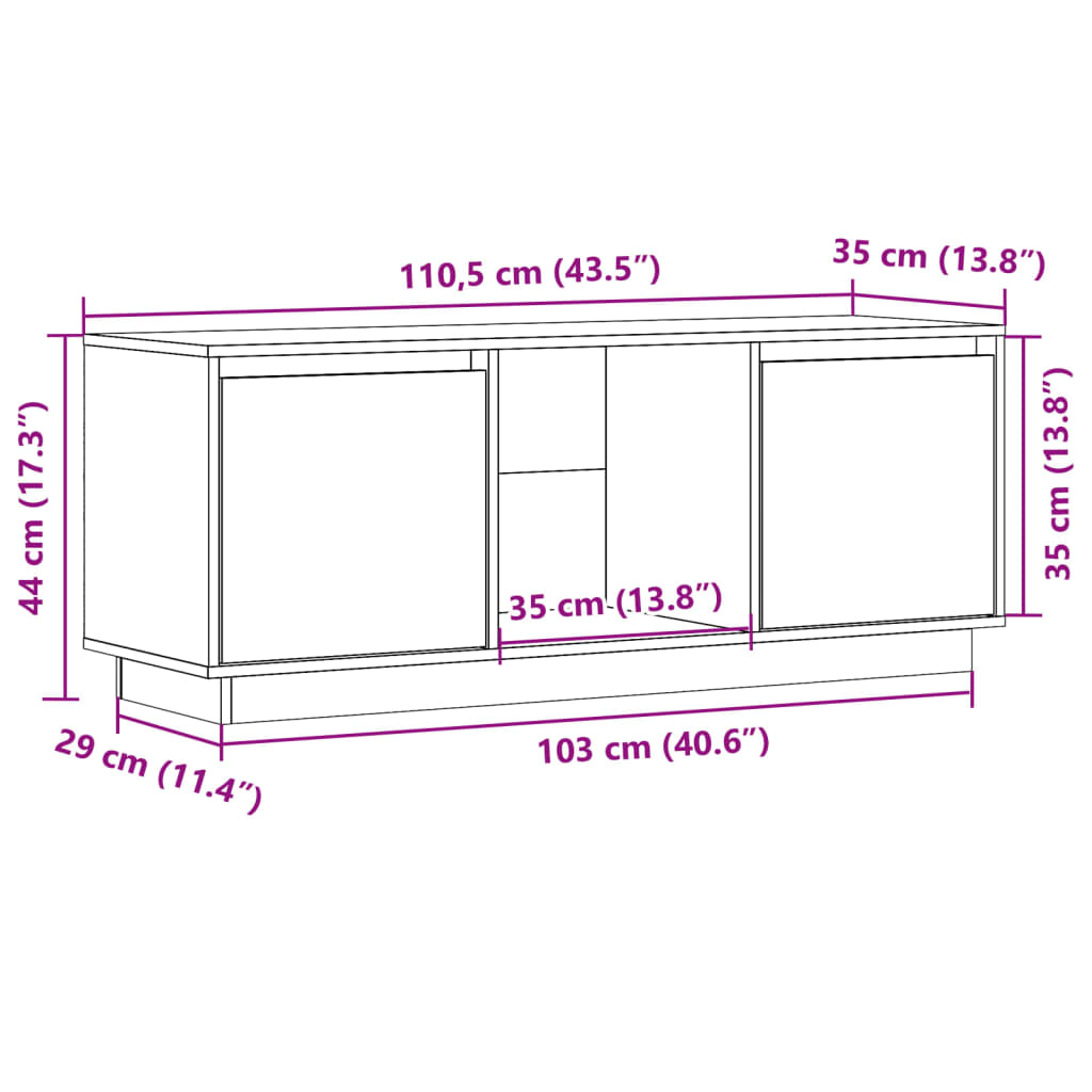 Tv-meubel 110,5x35x44 cm massief grenenhout is nu te koop bij PeponiXL, paradijselijk wonen!