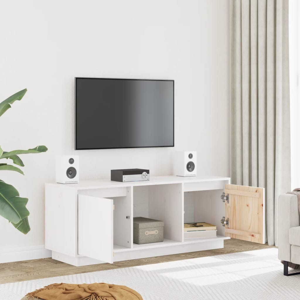 Tv-meubel 110,5x35x44 cm massief grenenhout wit is nu te koop bij PeponiXL, paradijselijk wonen!