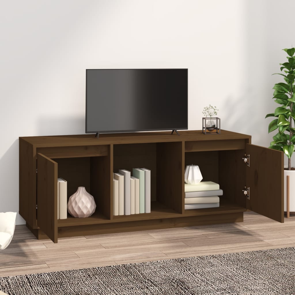 Tv-meubel 110,5x35x44 cm massief grenenhout honingbruin is nu te koop bij PeponiXL, paradijselijk wonen!