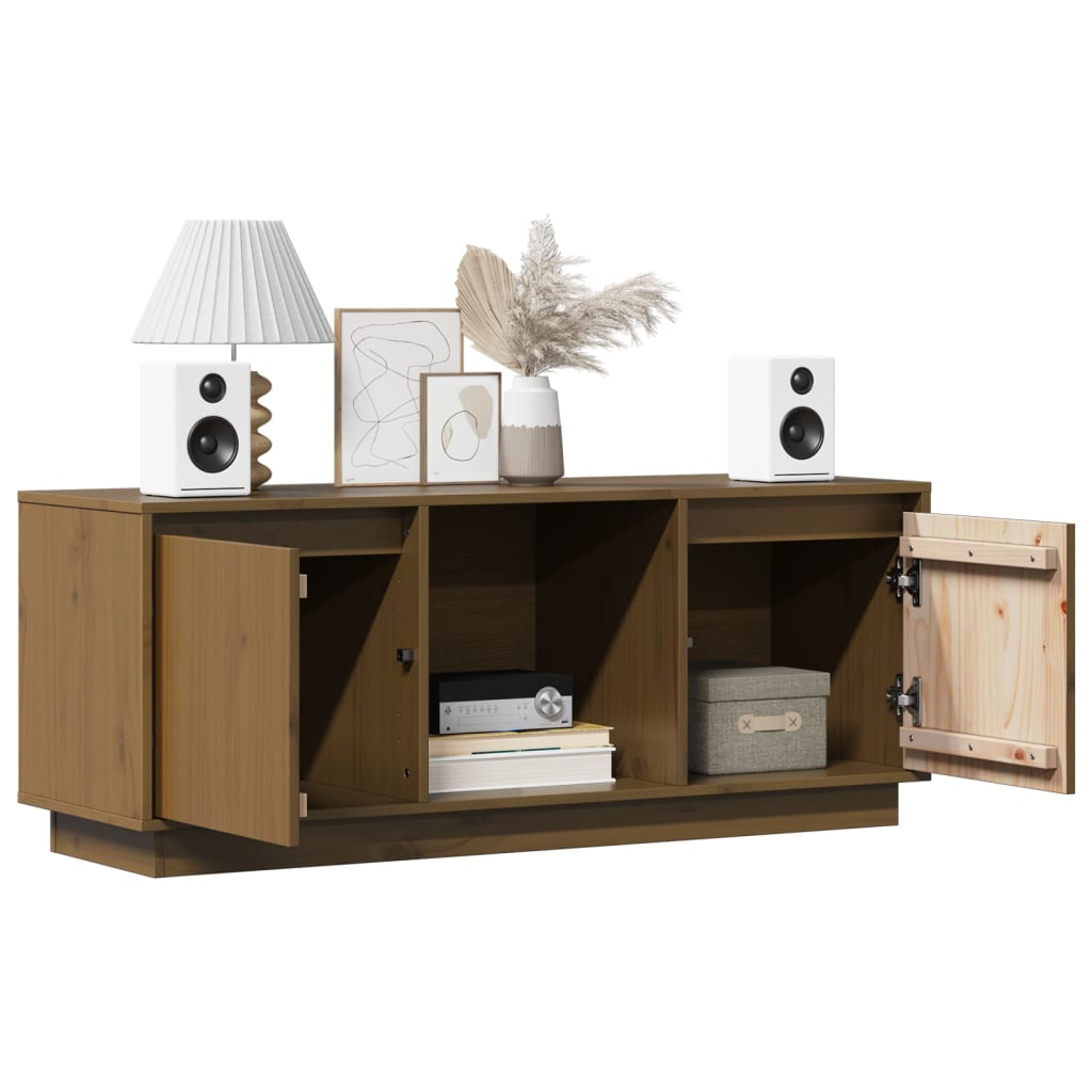 Tv-meubel 110,5x35x44 cm massief grenenhout honingbruin is nu te koop bij PeponiXL, paradijselijk wonen!
