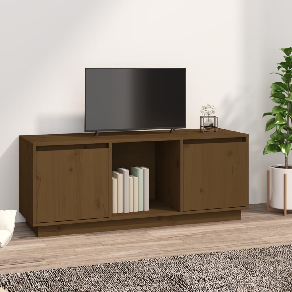 Tv-meubel 110,5x35x44 cm massief grenenhout honingbruin is nu te koop bij PeponiXL, paradijselijk wonen!