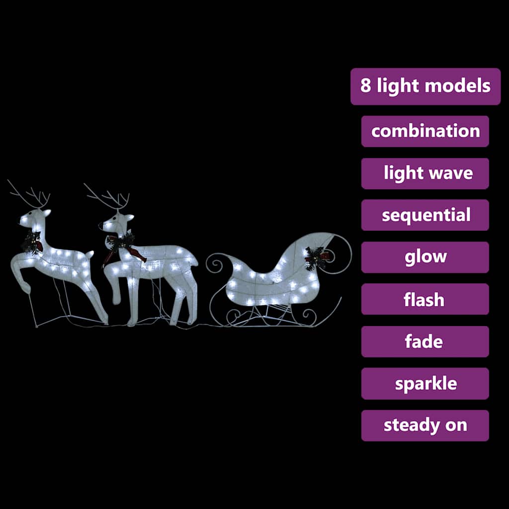 Kerstdecoratie rendieren en slee 60 LED's wit is nu te koop bij PeponiXL, paradijselijk wonen!