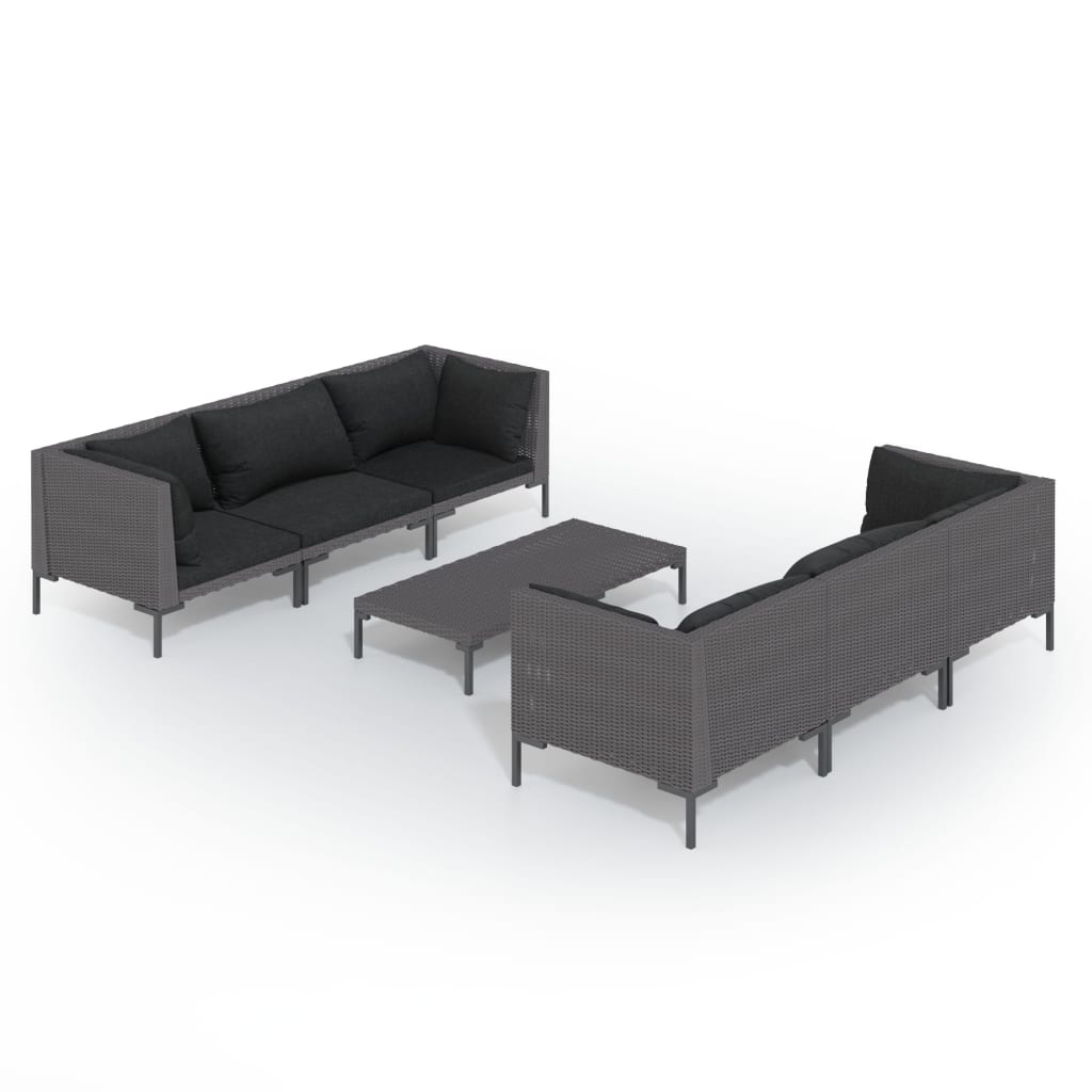 7-delige Loungeset met kussens poly rattan donkergrijs is nu te koop bij PeponiXL, paradijselijk wonen!