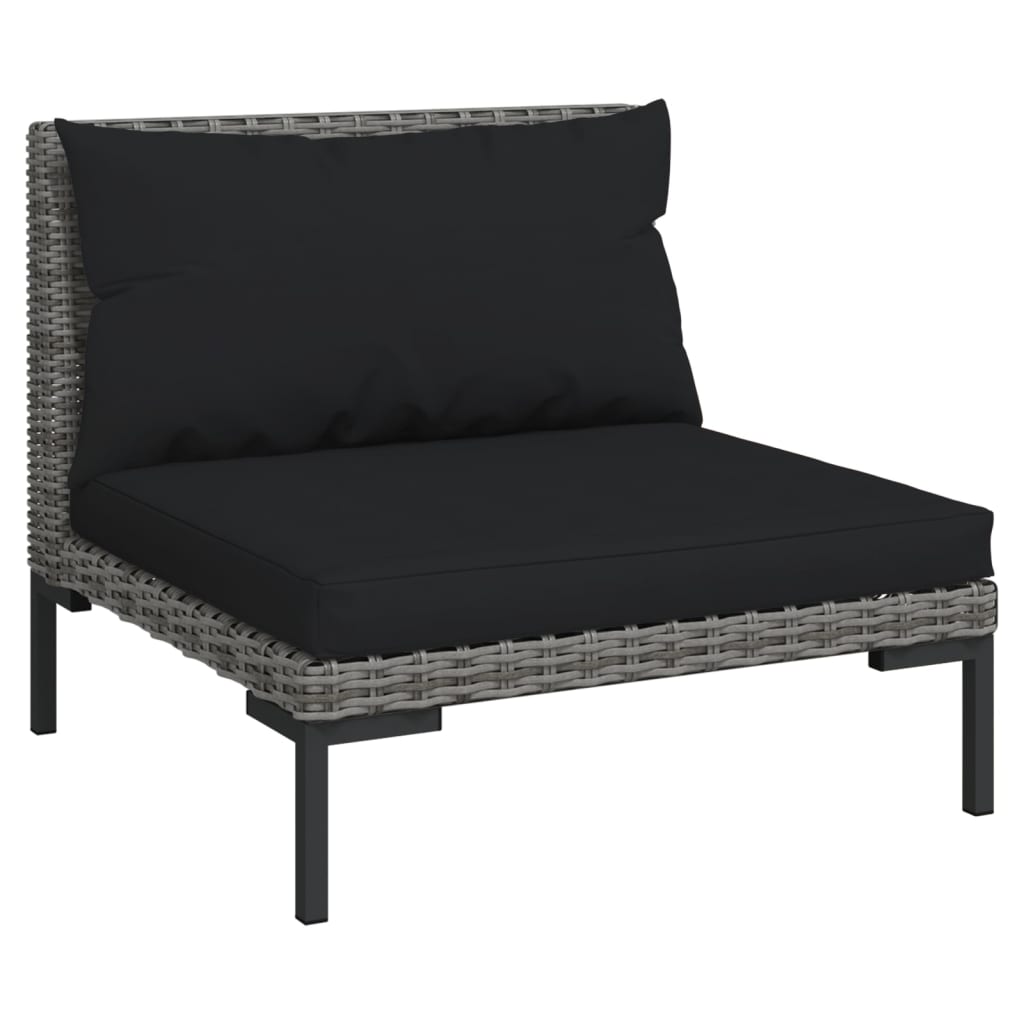 4-delige Loungeset met kussens poly rattan donkergrijs is nu te koop bij PeponiXL, paradijselijk wonen!