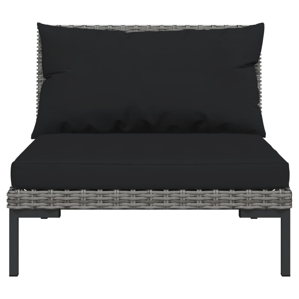 4-delige Loungeset met kussens poly rattan donkergrijs is nu te koop bij PeponiXL, paradijselijk wonen!