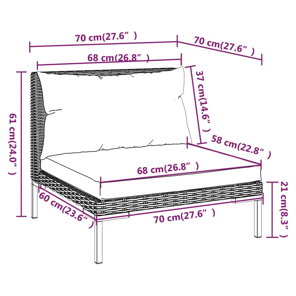 4-delige Loungeset met kussens poly rattan donkergrijs is nu te koop bij PeponiXL, paradijselijk wonen!