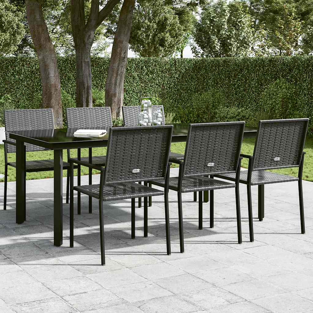 Tuintafel 200x100x74 cm staal en glas zwart is nu te koop bij PeponiXL, paradijselijk wonen!