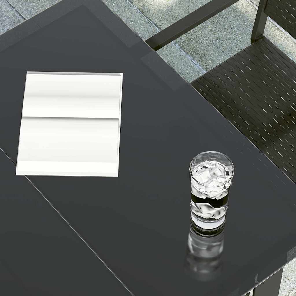 Tuintafel 200x100x74 cm staal en glas zwart is nu te koop bij PeponiXL, paradijselijk wonen!