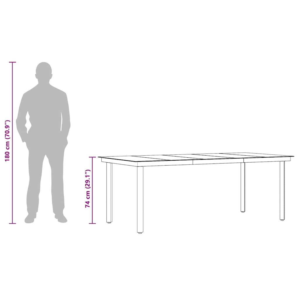 Tuintafel 200x100x74 cm staal en glas zwart is nu te koop bij PeponiXL, paradijselijk wonen!