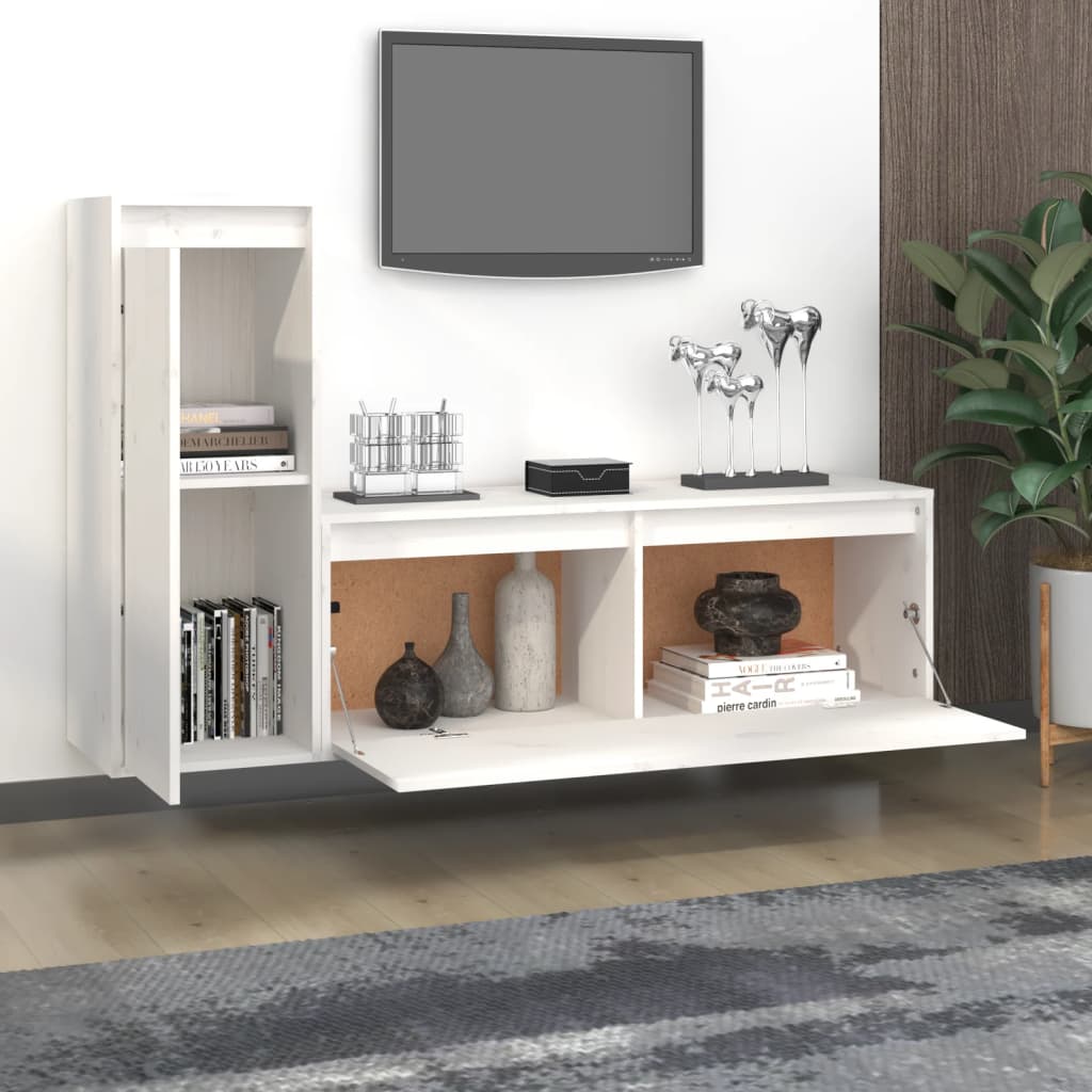 Tv-meubelen 2 st massief grenenhout wit is nu te koop bij PeponiXL, paradijselijk wonen!