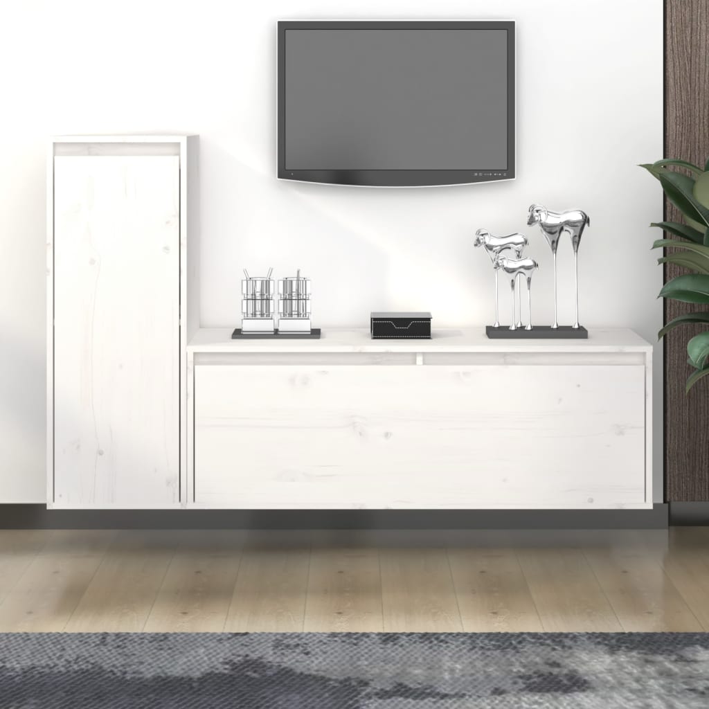 Tv-meubelen 2 st massief grenenhout wit is nu te koop bij PeponiXL, paradijselijk wonen!