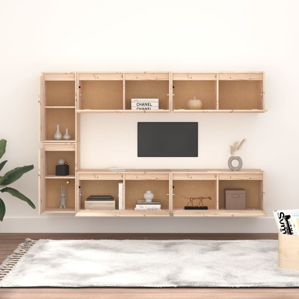 Tv-meubelen 6 st massief grenenhout is nu te koop bij PeponiXL, paradijselijk wonen!