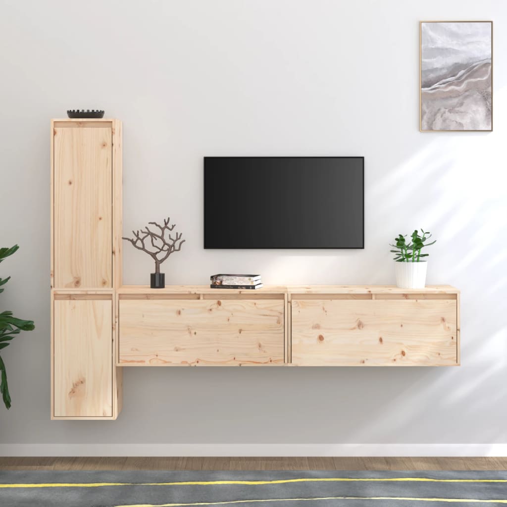 Tv-meubelen 4 st massief grenenhout is nu te koop bij PeponiXL, paradijselijk wonen!