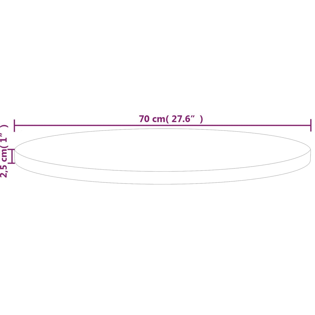 Tafelblad rond Ø70x2,5 cm onbehandeld massief eikenhout is nu te koop bij PeponiXL, paradijselijk wonen!