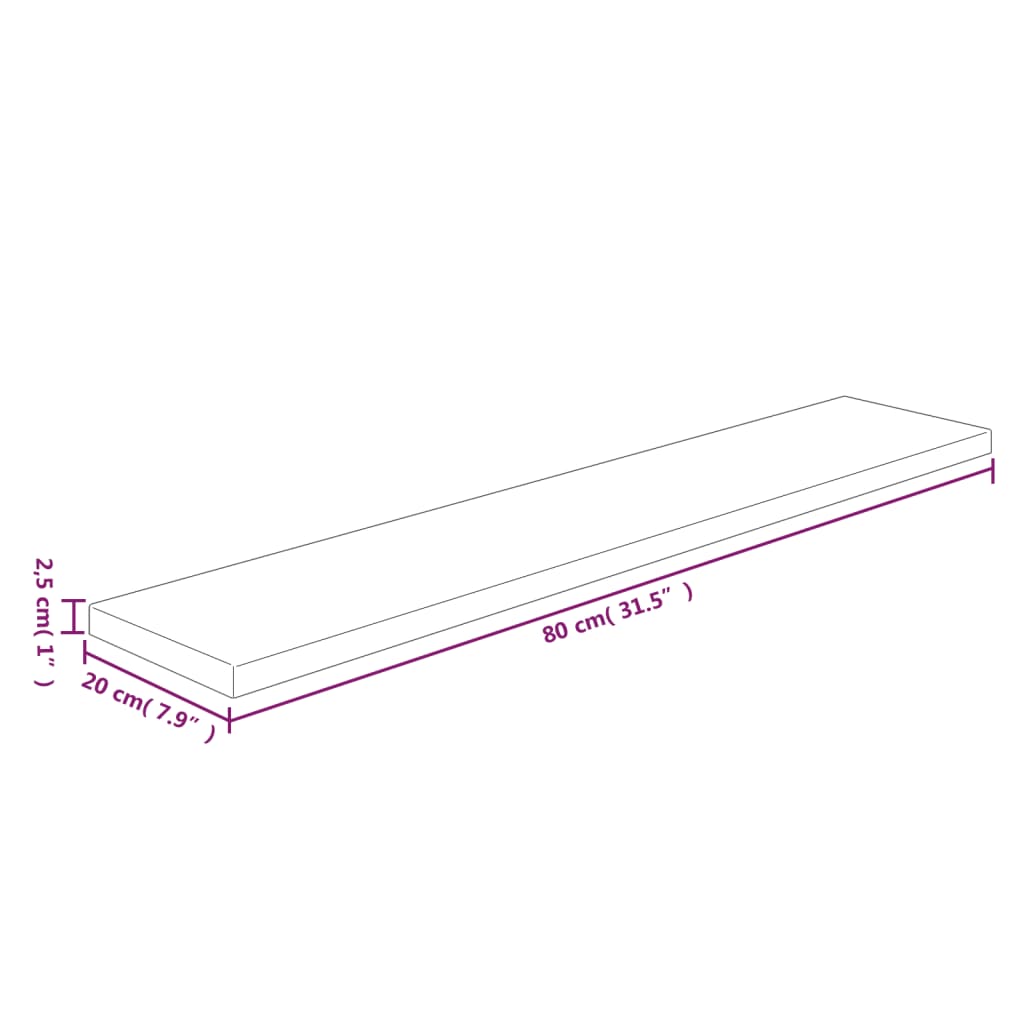 Plank 80x20x2,5 cm onbehandeld massief eikenhout is nu te koop bij PeponiXL, paradijselijk wonen!