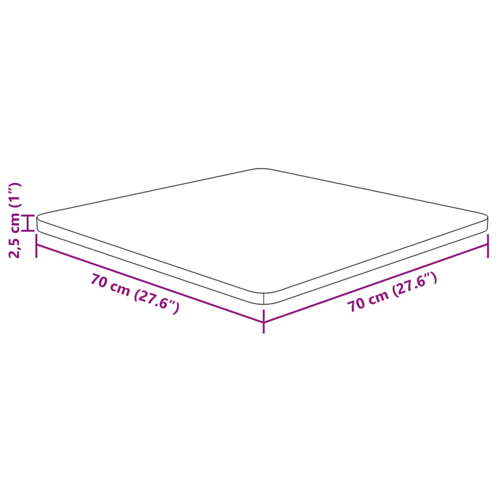 Tafelblad vierkant 70x70x2,5cm massief eiken lichtbruin is nu te koop bij PeponiXL, paradijselijk wonen!