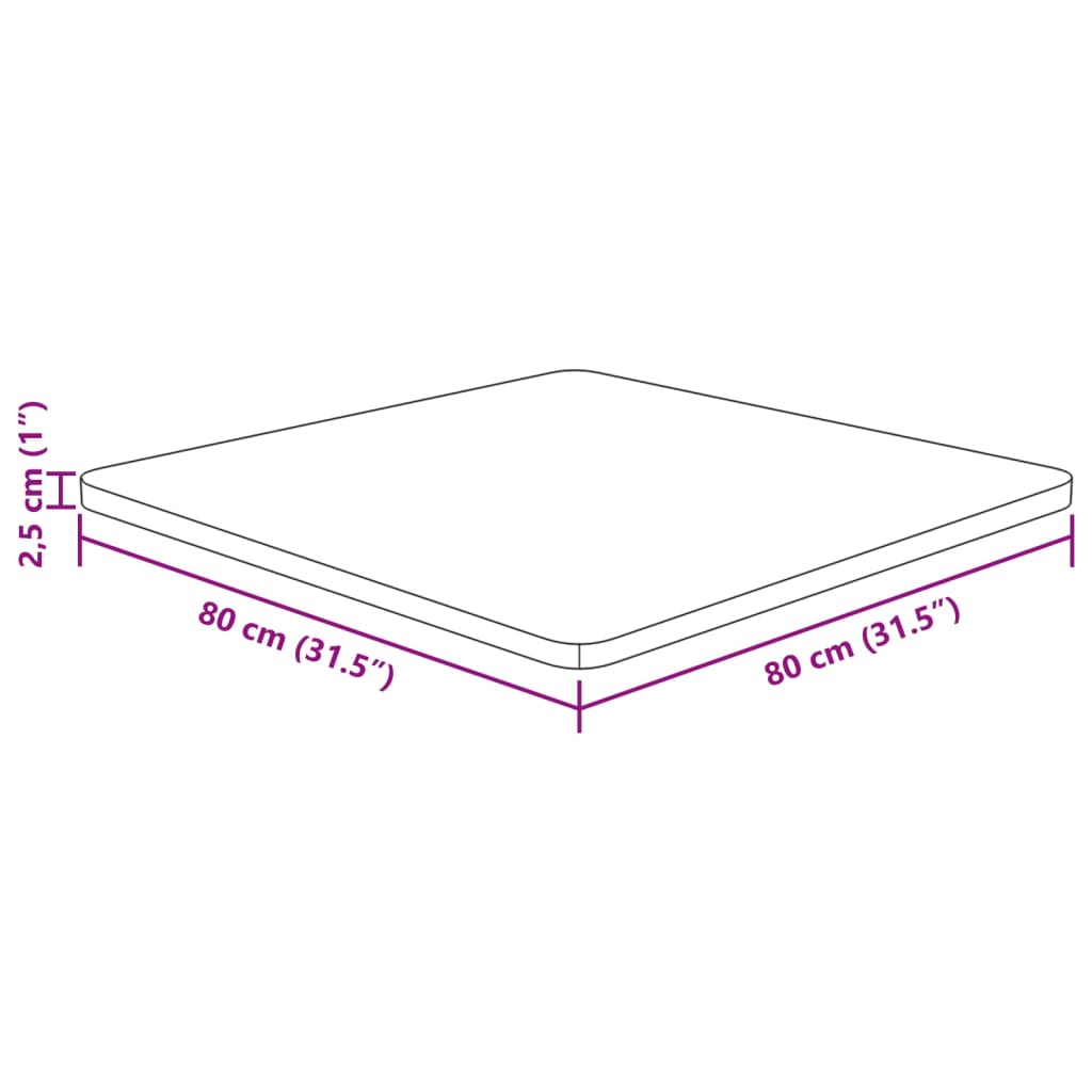 Tafelblad vierkant 80x80x2,5cm massief eiken lichtbruin is nu te koop bij PeponiXL, paradijselijk wonen!