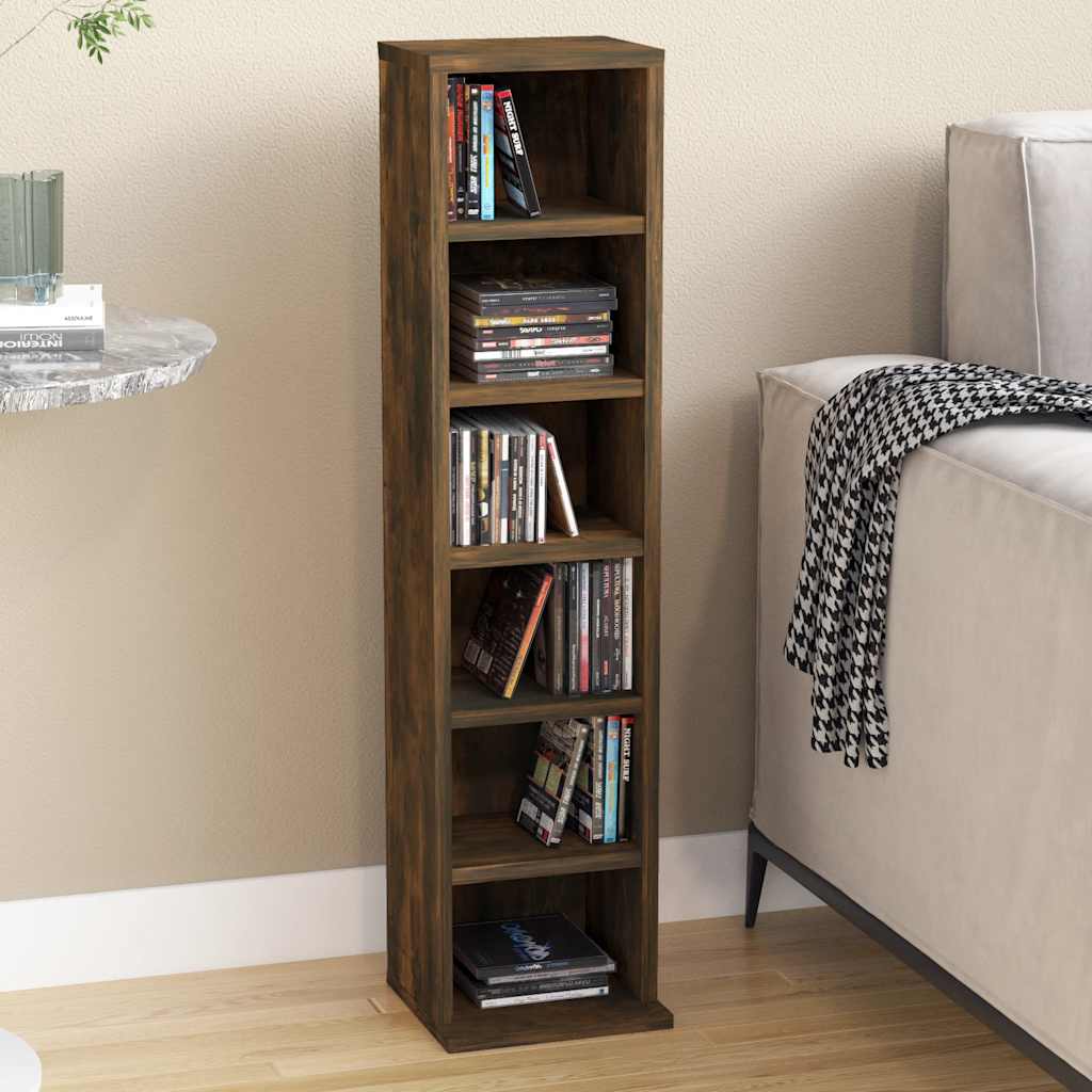 Cd-kast 21x20x88 cm bewerkt hout gerookt eikenkleurig is nu te koop bij PeponiXL, paradijselijk wonen!