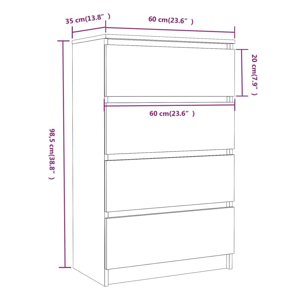 Dressoir 60x35x98,5 cm bewerkt hout bruin eikenkleur is nu te koop bij PeponiXL, paradijselijk wonen!