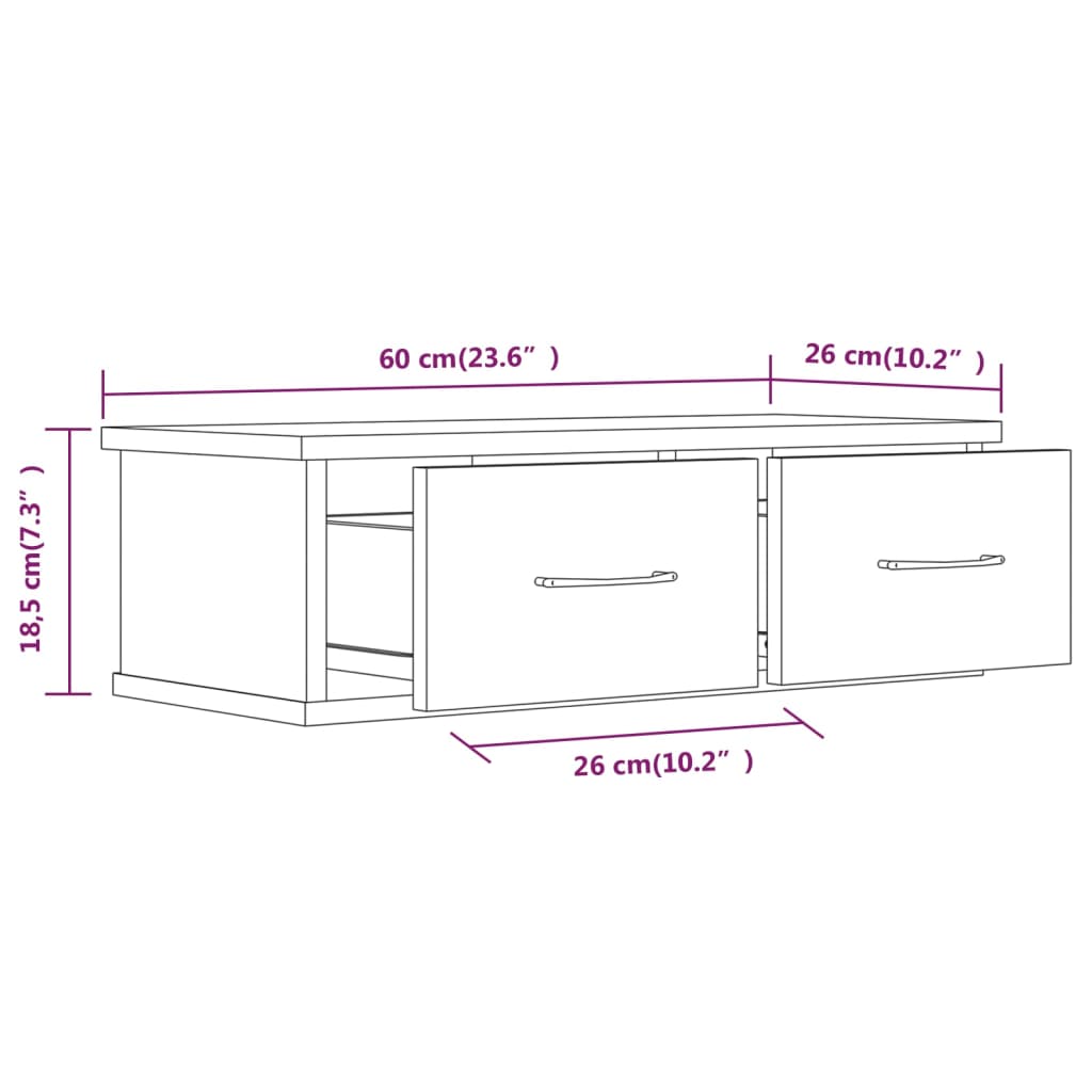 Tv-wandmeubel 60x26x18,5 cm bewerkt hout grijs sonoma eiken is nu te koop bij PeponiXL, paradijselijk wonen!