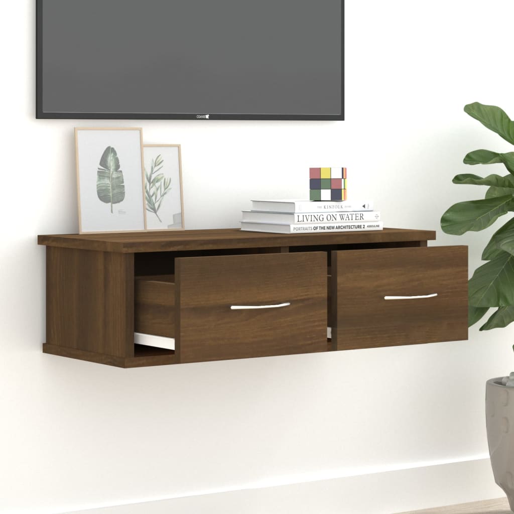 Wandkast 60x26x18,5 cm bewerkt hout bruin eikenkleur is nu te koop bij PeponiXL, paradijselijk wonen!