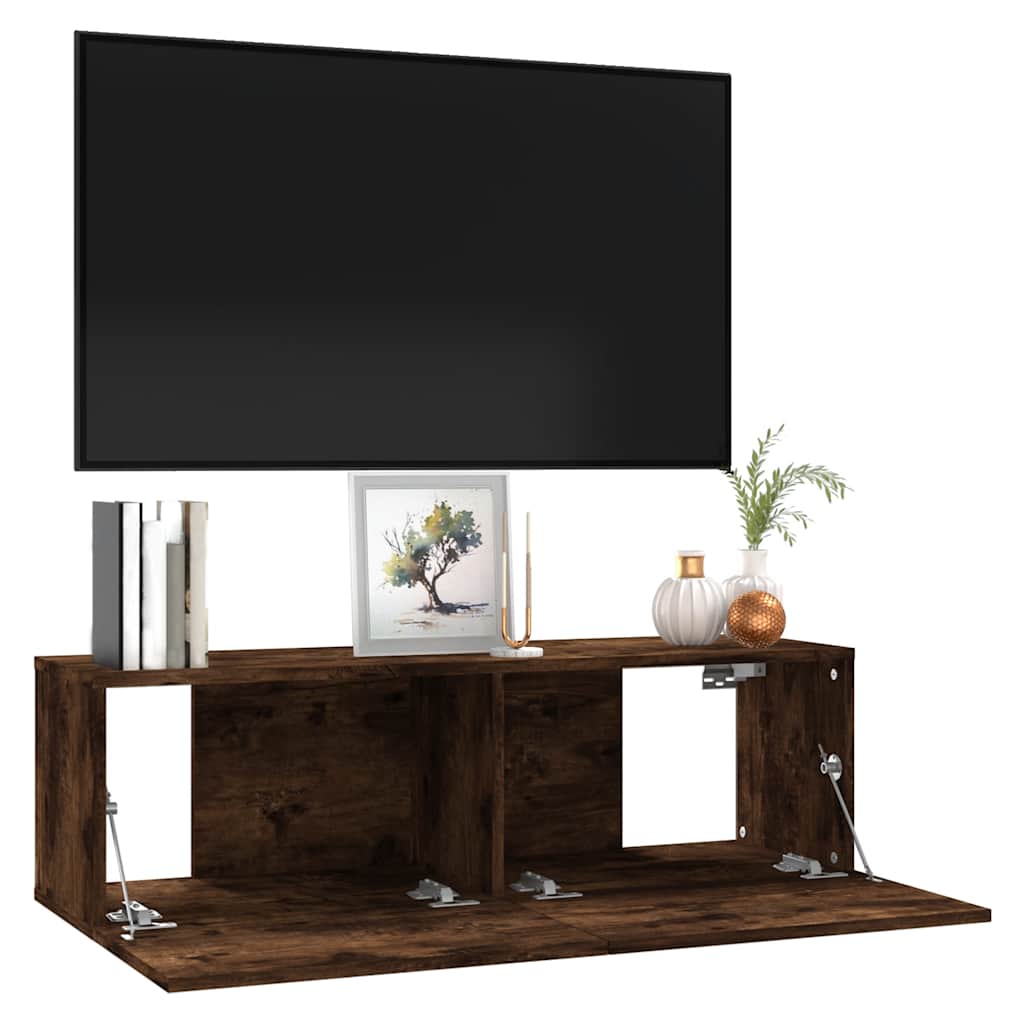 Tv-wandmeubel 100x30x30 cm bewerkt hout gerookt eikenkleurig is nu te koop bij PeponiXL, paradijselijk wonen!