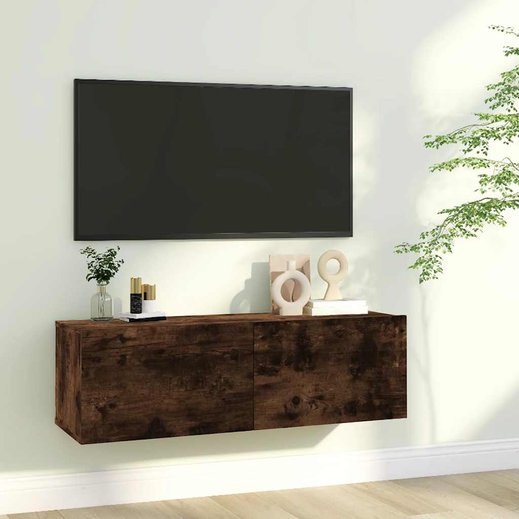 Tv-wandmeubel 100x30x30 cm bewerkt hout gerookt eikenkleurig is nu te koop bij PeponiXL, paradijselijk wonen!