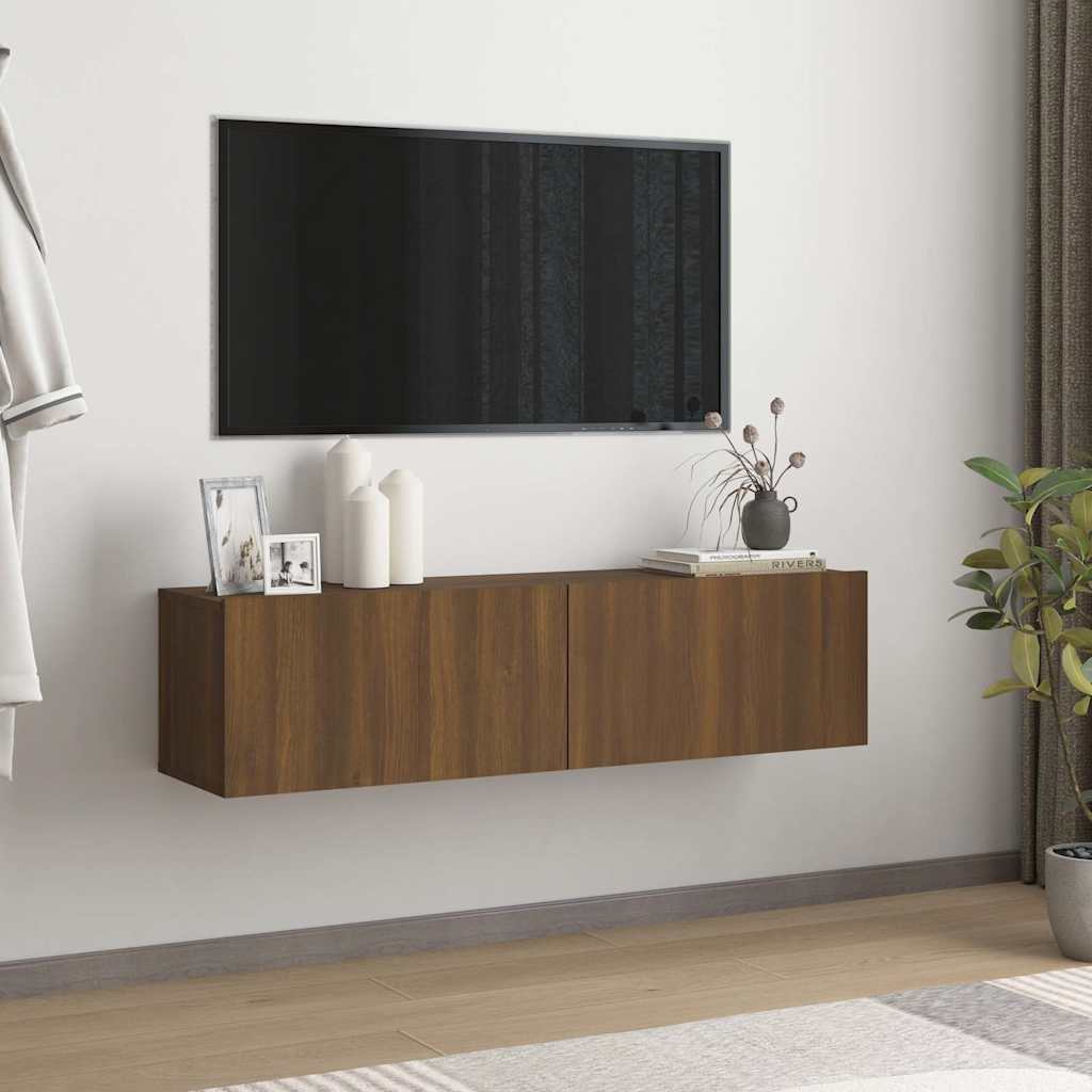 Tv-wandmeubel 120x30x30 cm bewerkt hout bruin eikenkleur is nu te koop bij PeponiXL, paradijselijk wonen!