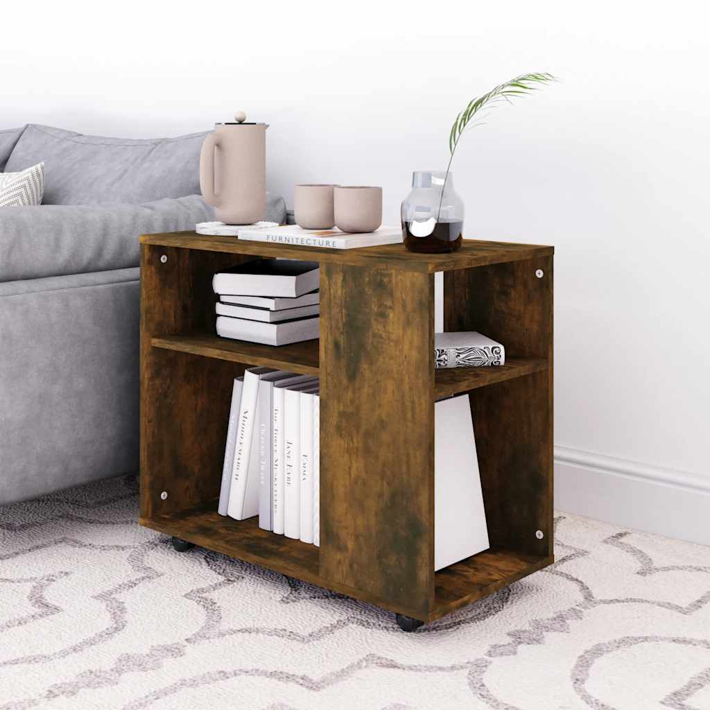 Bijzettafel 70x35x55 cm bewerkt hout gerookt eikenkleurig is nu te koop bij PeponiXL, paradijselijk wonen!