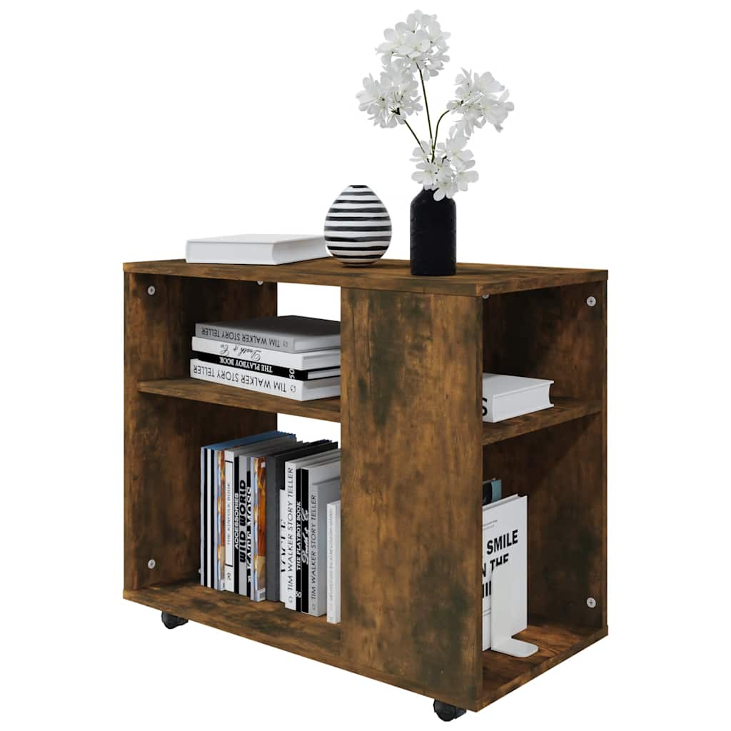 Bijzettafel 70x35x55 cm bewerkt hout gerookt eikenkleurig is nu te koop bij PeponiXL, paradijselijk wonen!