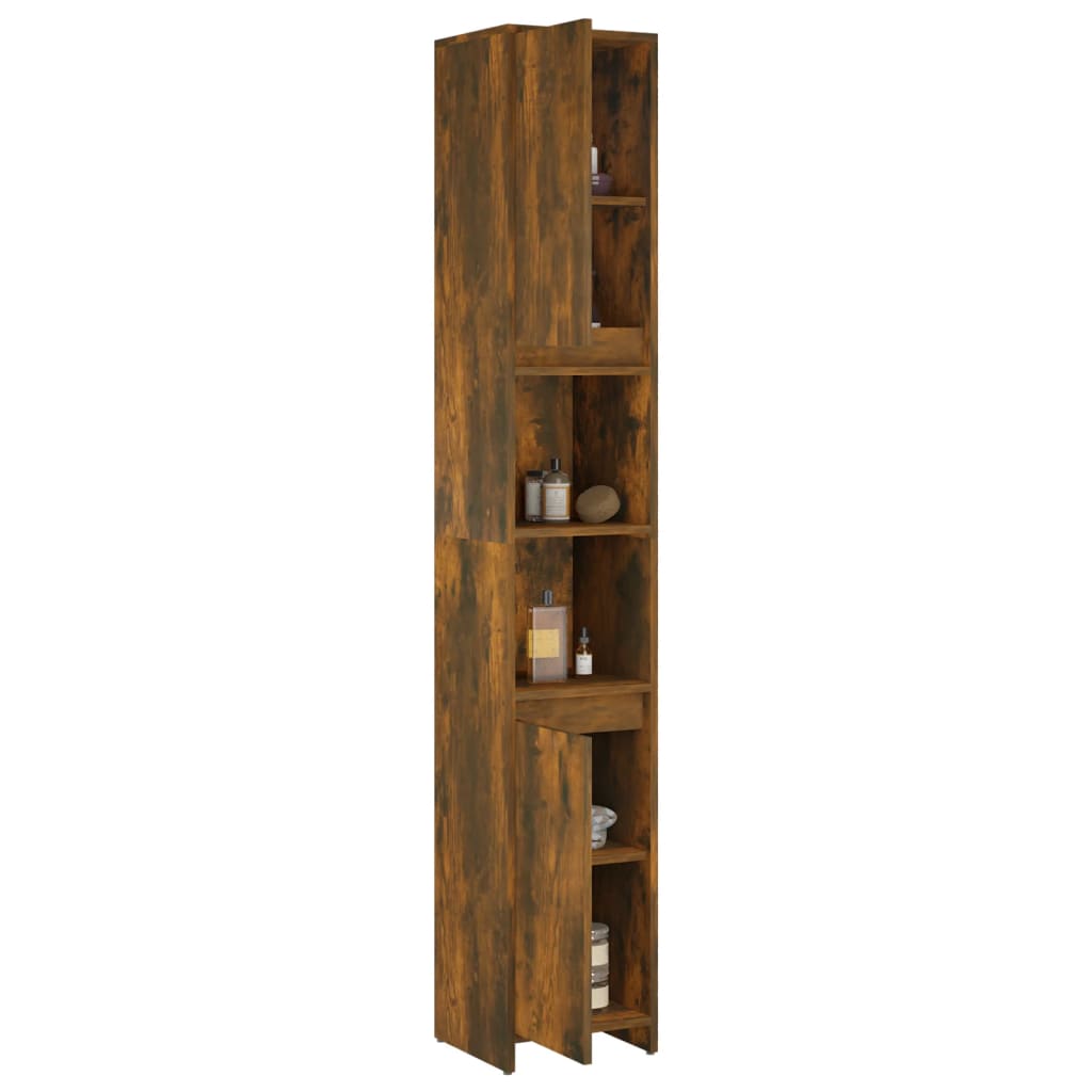 Badkamerkast 30x30x183,5 cm bewerkt hout gerookt eikenkleurig is nu te koop bij PeponiXL, paradijselijk wonen!