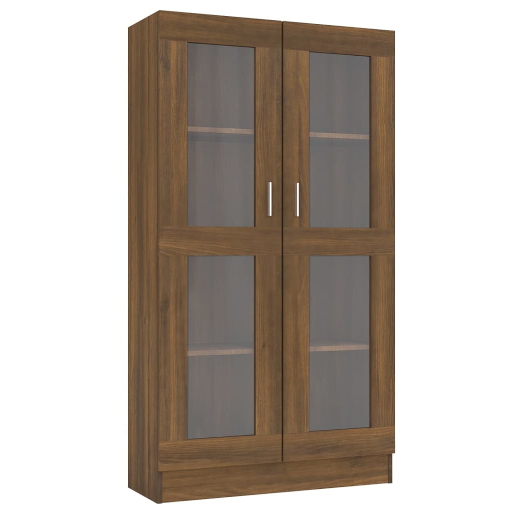 Vitrinekast 82,5x30,5x150 cm bewerkt hout bruin eikenkleur is nu te koop bij PeponiXL, paradijselijk wonen!