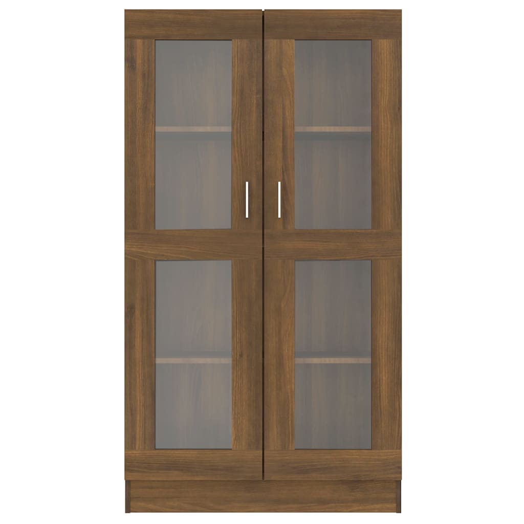 Vitrinekast 82,5x30,5x150 cm bewerkt hout bruin eikenkleur is nu te koop bij PeponiXL, paradijselijk wonen!