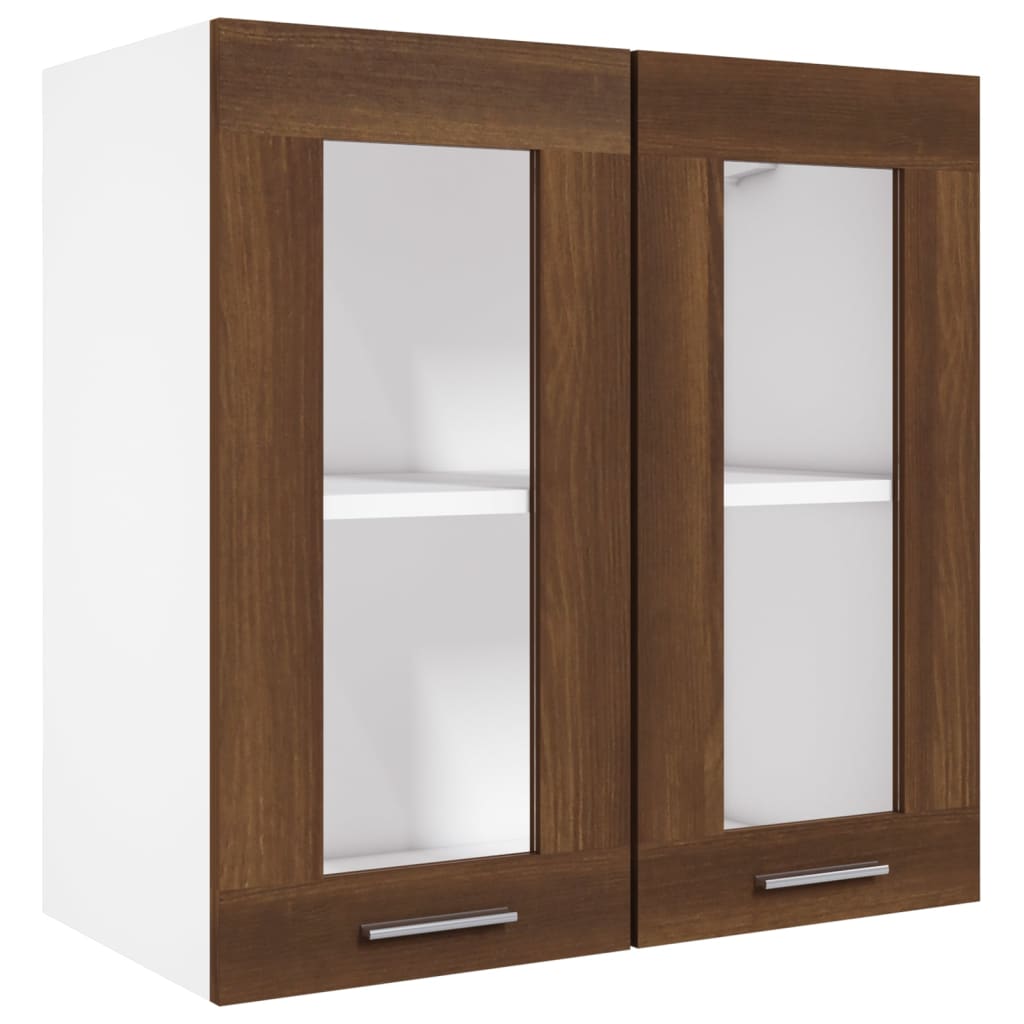 Vitrinekast hangend Lyon 60x31x60 cm bewerkt hout bruin eikenkleur is nu te koop bij PeponiXL, paradijselijk wonen!