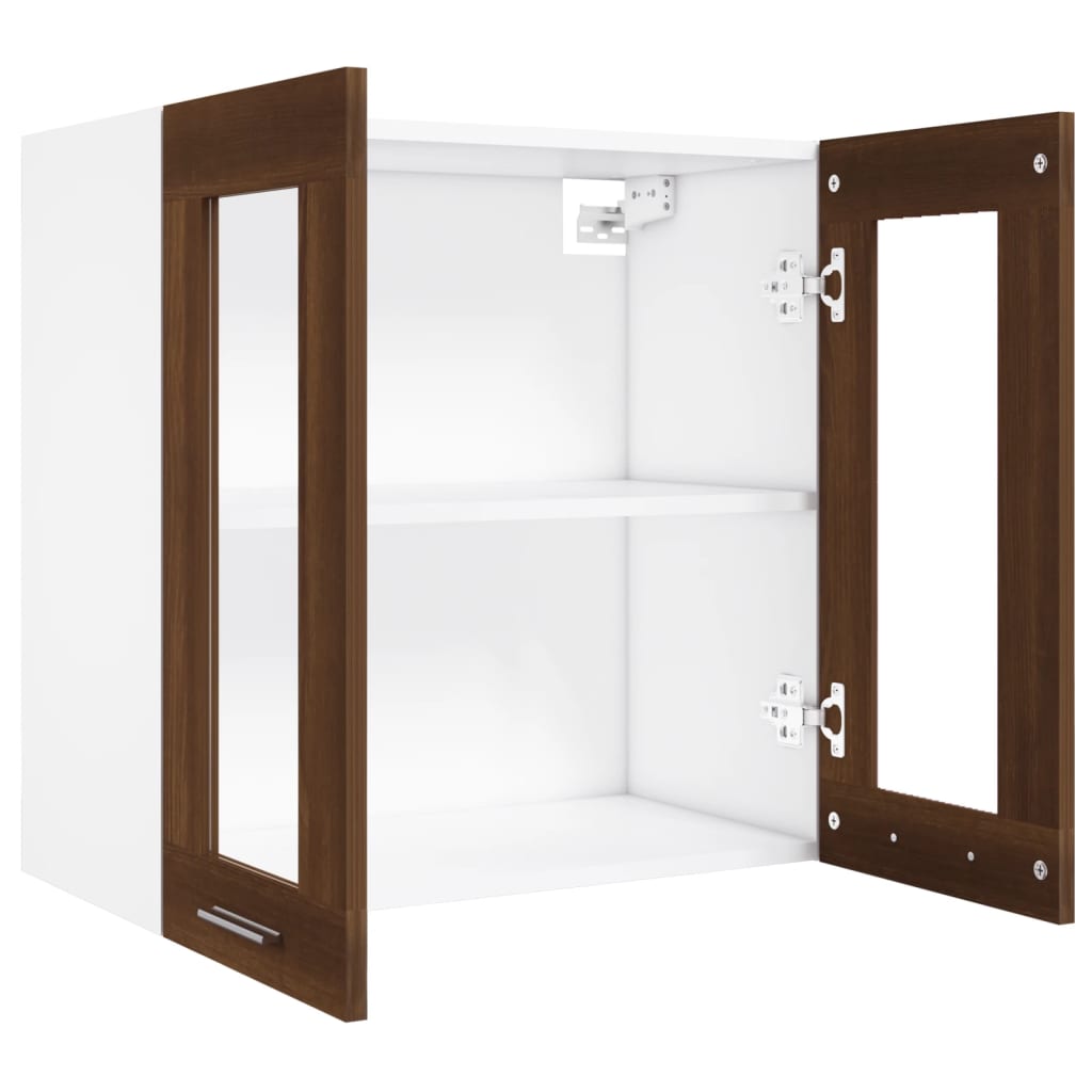 Vitrinekast hangend Lyon 60x31x60 cm bewerkt hout bruin eikenkleur is nu te koop bij PeponiXL, paradijselijk wonen!