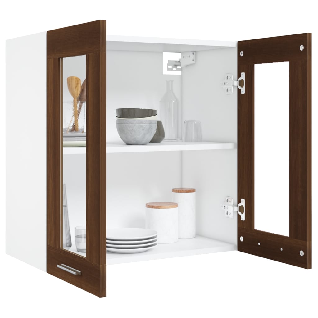 Vitrinekast hangend Lyon 60x31x60 cm bewerkt hout bruin eikenkleur is nu te koop bij PeponiXL, paradijselijk wonen!
