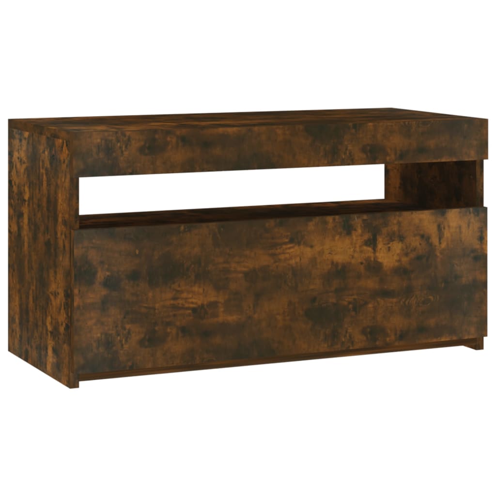 Tv-meubel met LED-verlichting 75x35x40 cm gerookt eikenkleurig is nu te koop bij PeponiXL, paradijselijk wonen!