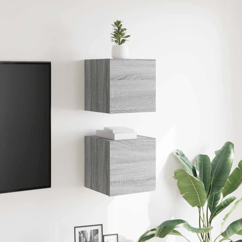 Tv-wandmeubelen 2 st 30,5x30x30 cm grijs sonoma eikenkleurig is nu te koop bij PeponiXL, paradijselijk wonen!