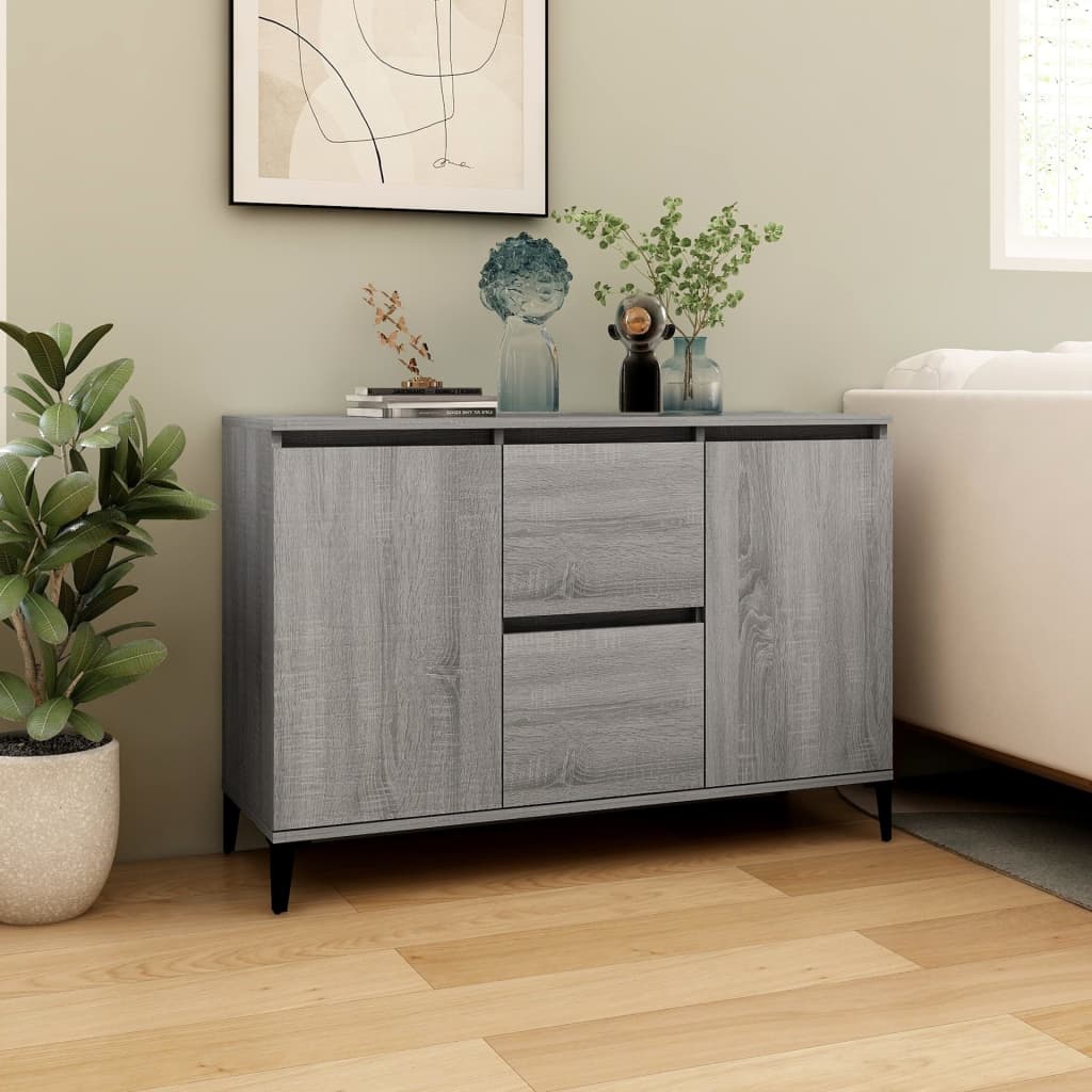Dressoir 102x35x70 cm bewerkt hout grijs sonoma eikenkleurig is nu te koop bij PeponiXL, paradijselijk wonen!