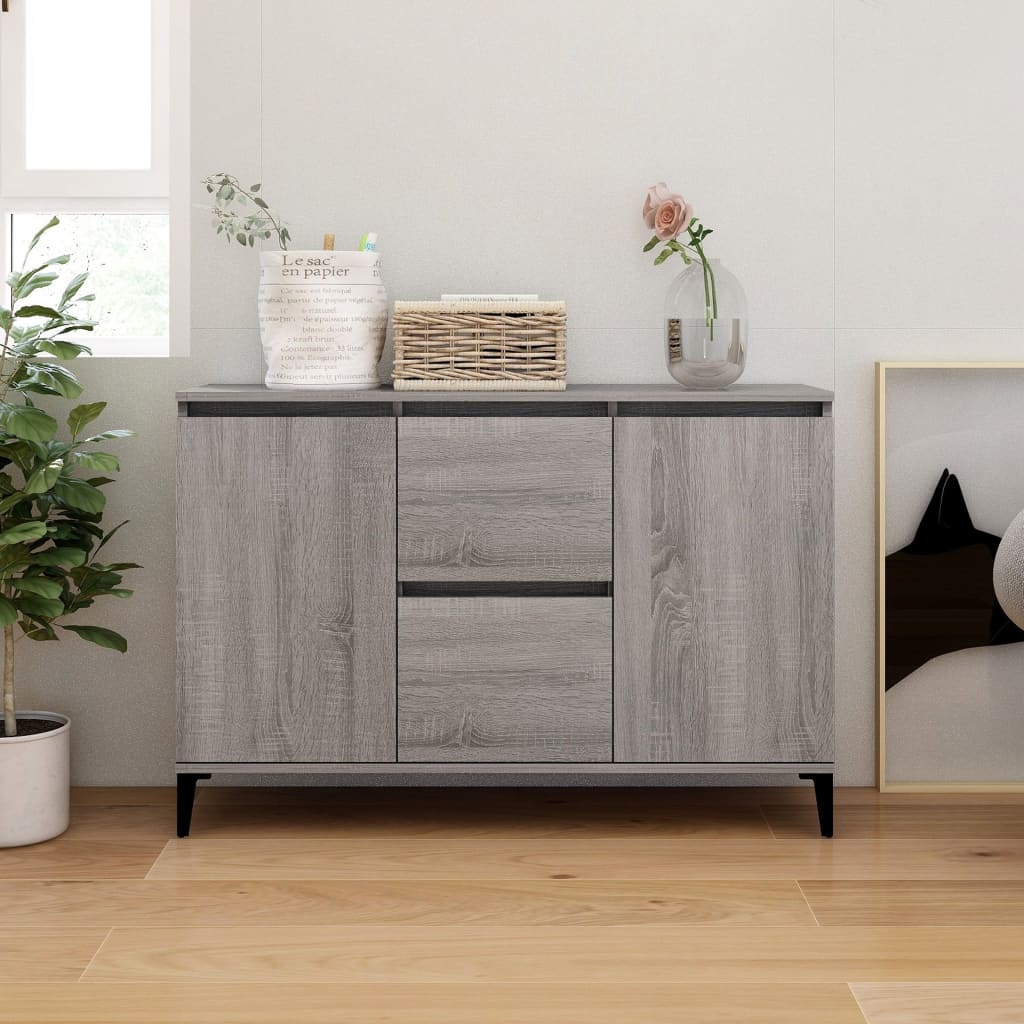 Dressoir 102x35x70 cm bewerkt hout grijs sonoma eikenkleurig is nu te koop bij PeponiXL, paradijselijk wonen!
