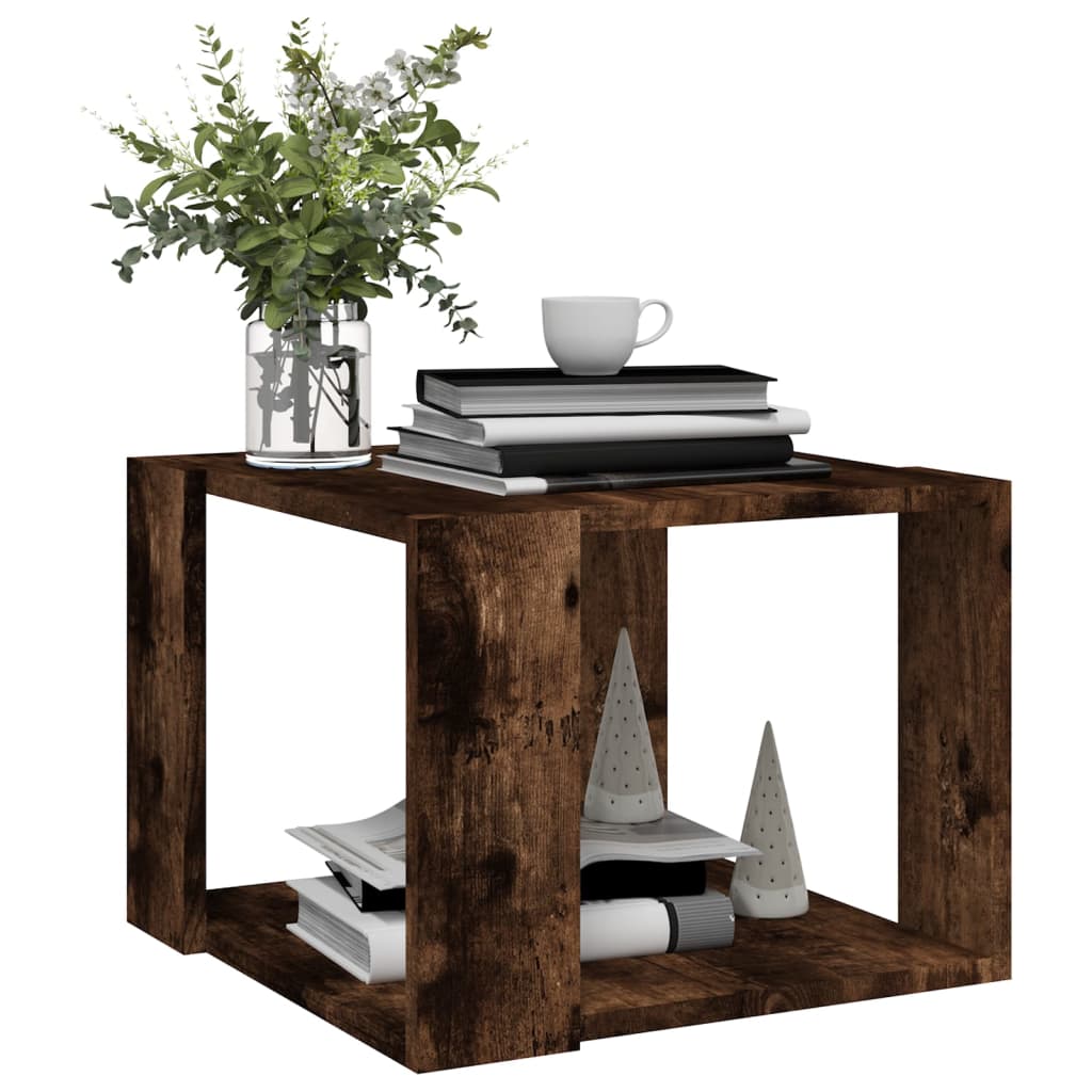 Salontafel 40x40x30 cm bewerkt hout gerookt eikenkleurig is nu te koop bij PeponiXL, paradijselijk wonen!
