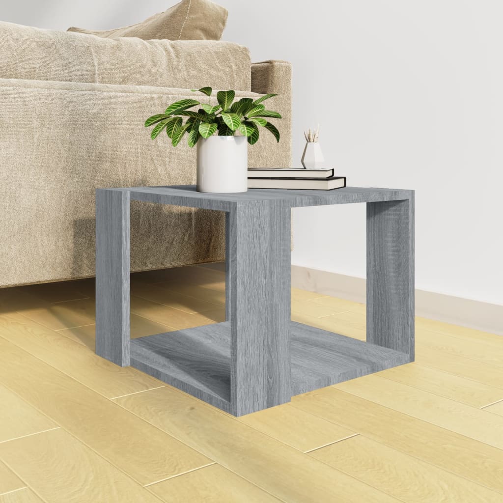 Salontafel 40x40x30 cm bewerkt hout grijs sonoma eikenkleurig is nu te koop bij PeponiXL, paradijselijk wonen!
